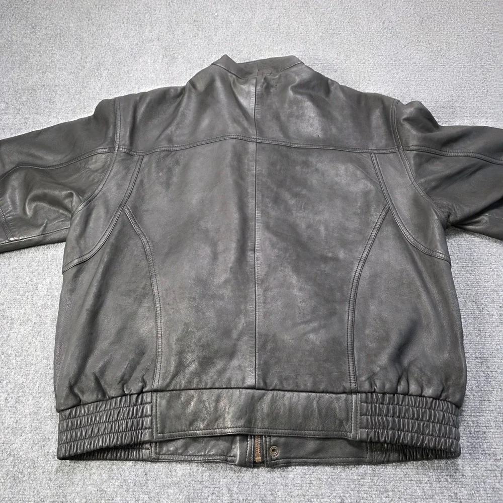 Vintage RedHead‎ Black Leather Bomber Jacket Men's Large Moto Cafe Racer Coat